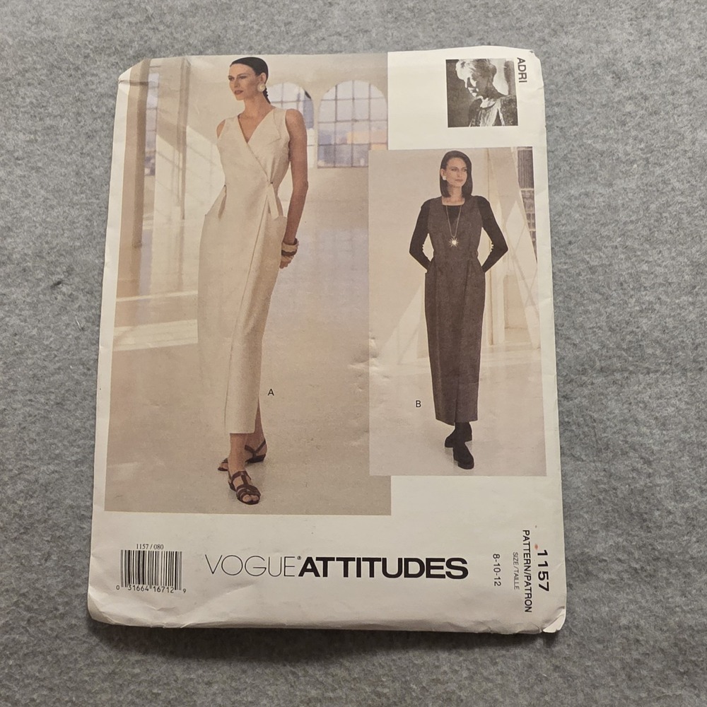 Vogue Attitudes1157 Adri Misses Wrap Dress Sewing Pattern Size 8 10 12 VTG UNCUT